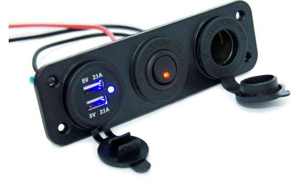 Dual USB Socket 5V 2.1A + 2.1A Car Charger + ON-OFF Toggle Switch